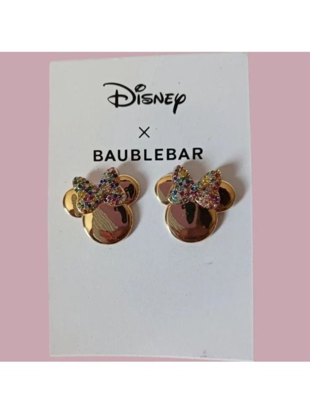 Disney BaubleBar Minnie Mouse & Head  stud earrings Gold/Multicolor - Picture 3 of 4
